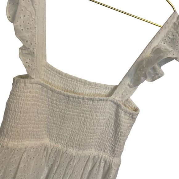 Nanette Lepore White Eyelet Smocked Midi Dress Cotton Size 12 NWT - Picture 5 of 7